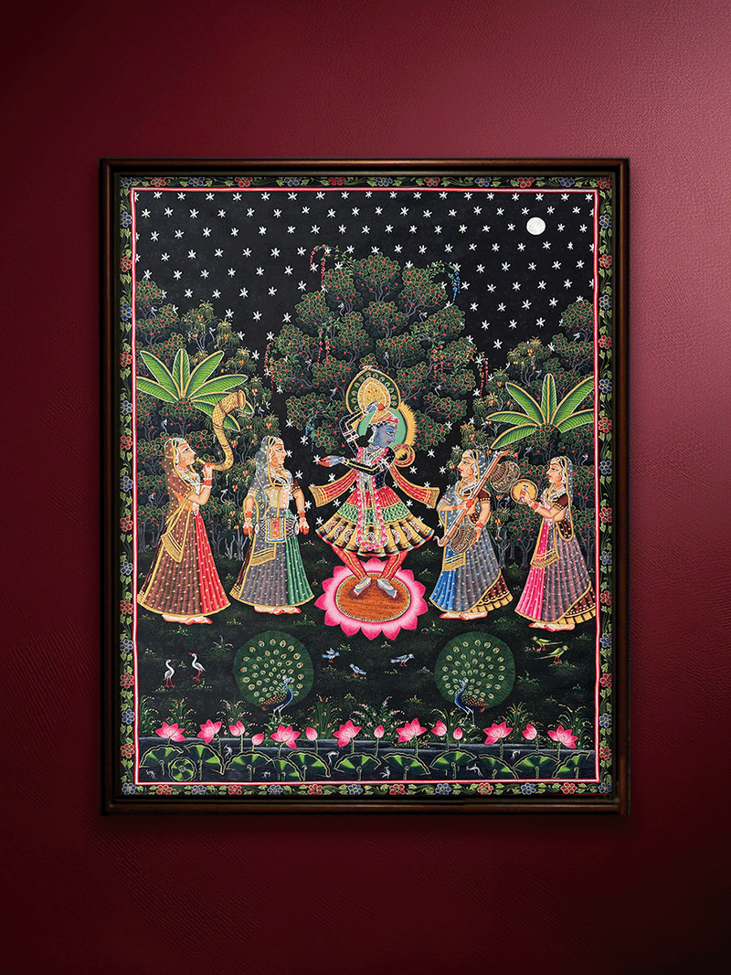 Shop The Night of Devotion: Sharad Purnima in Pichwai Painting by Naveen Soni
