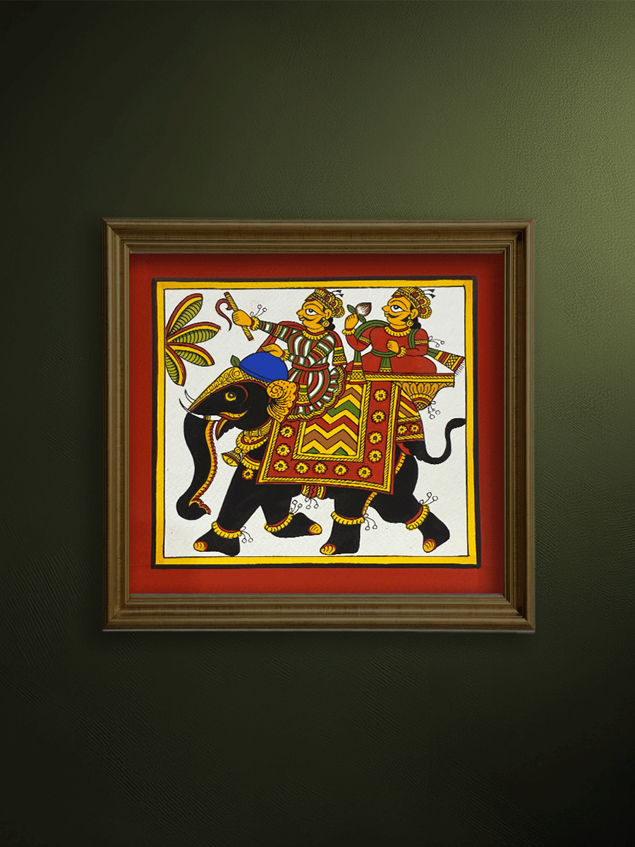 Shop The Royal Journey: Men and Elephant in Phad Painting by Kalyan Joshi