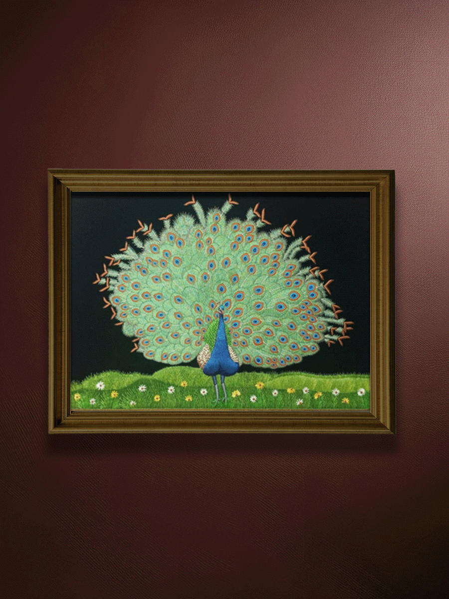 shop The Royal Peacock: A Zardozi Artwork