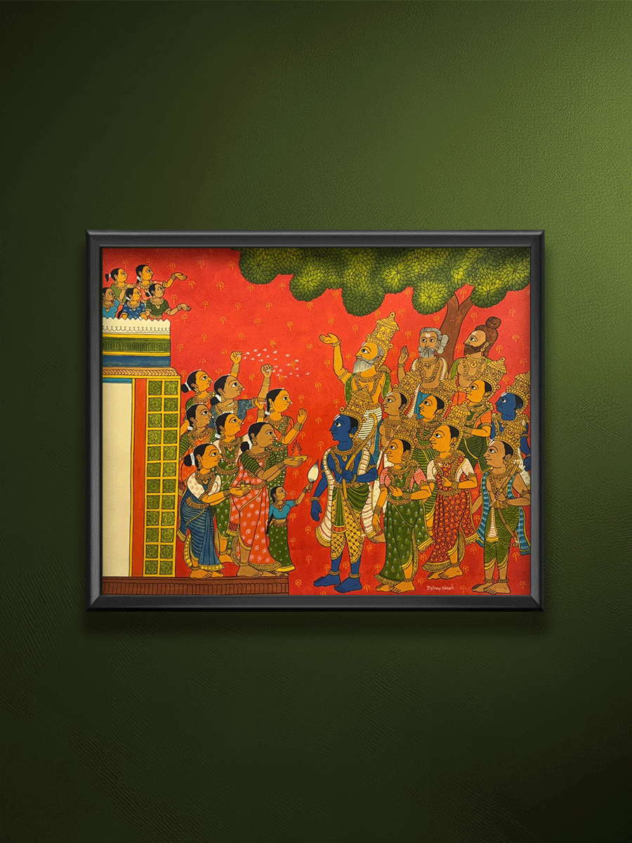 shop The Royal Welcome: A Ramayana Scene in Cheriyal art by D. Vinay Kumar