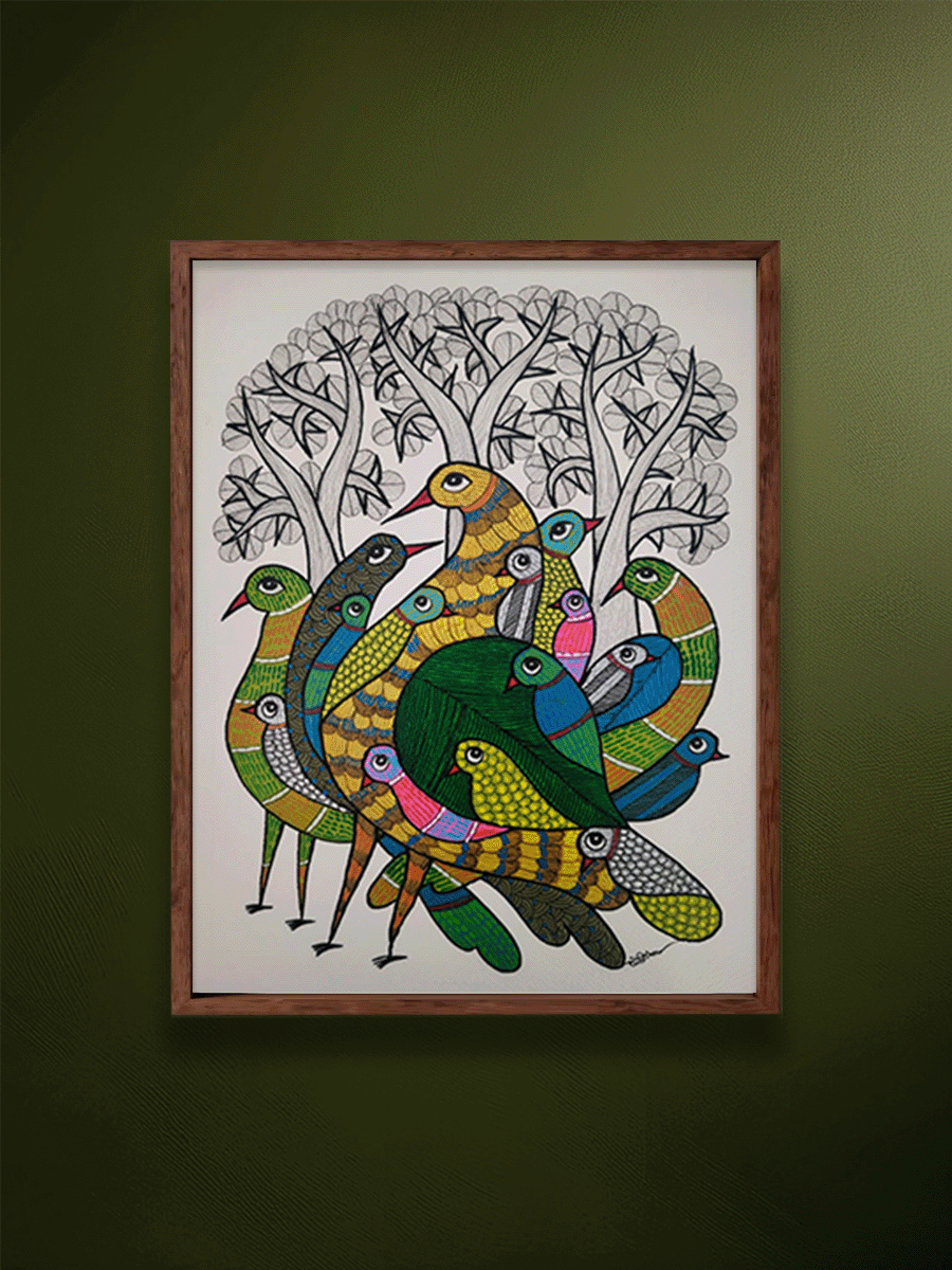 Shop The Wings of Flight in Nature: Flock of Birds in Gond by Choti Tekam