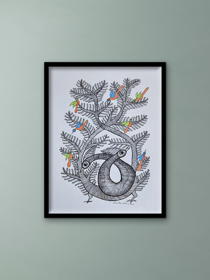 Buy Tree and Birds in Gond by Saroj Venkat Shyam