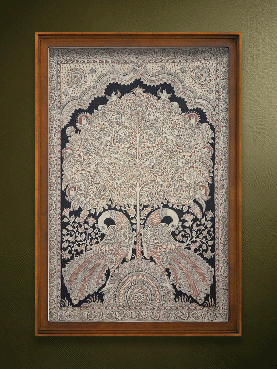 Shop Tree of Life and Peacocks in Kalamkari by Harinath N.
