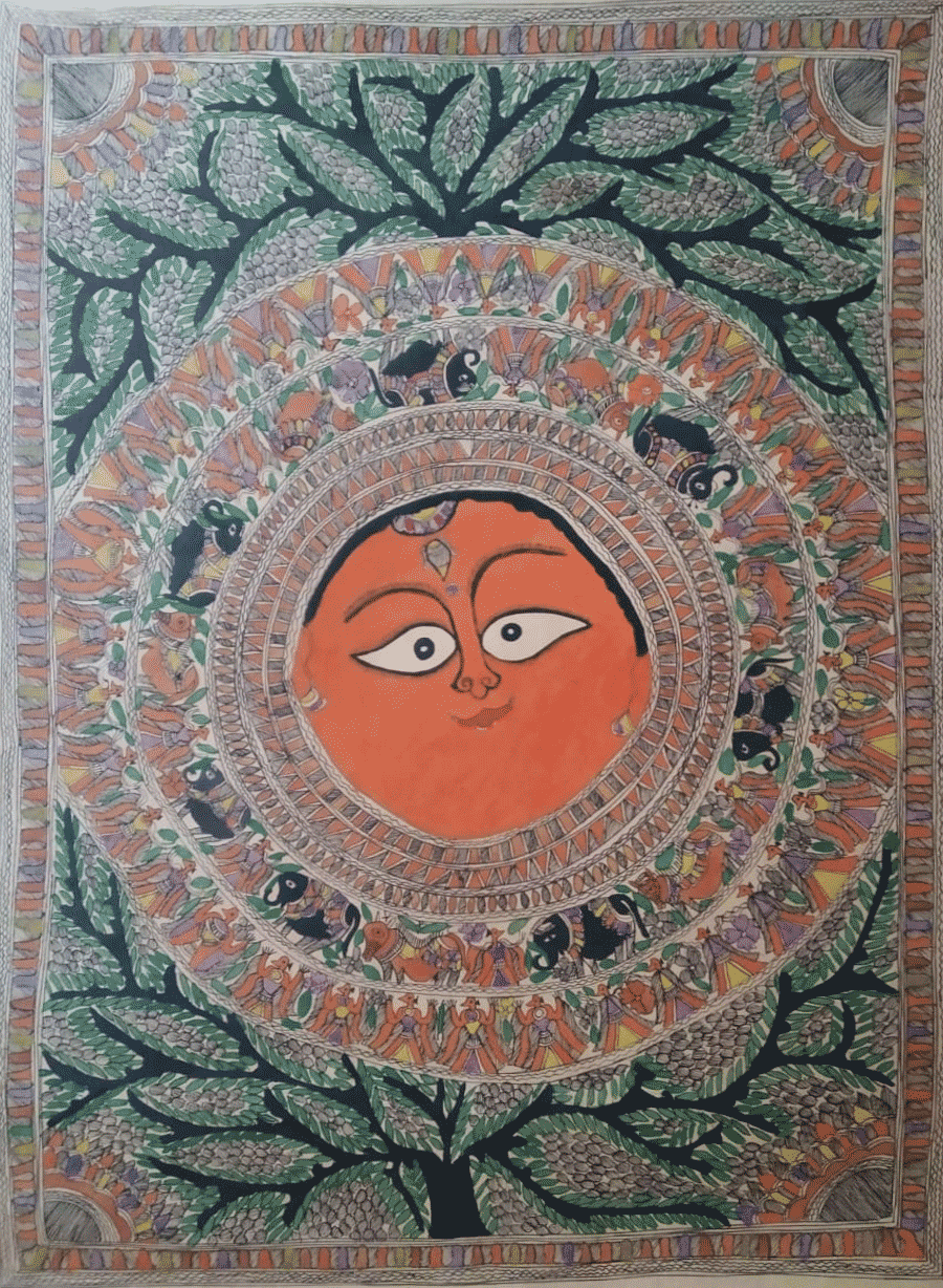 Buy Sun and nature in Madhubani by Naina Creation
