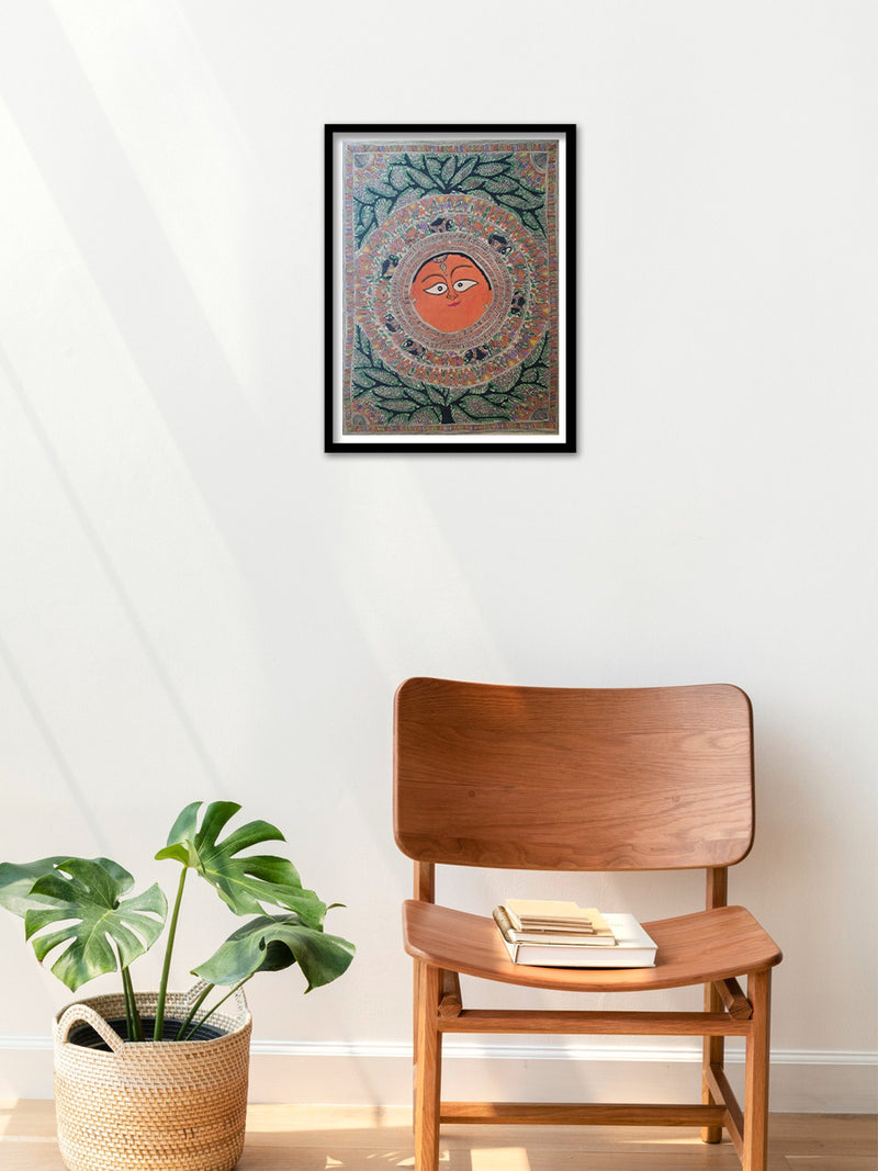 Sun and nature in Madhubani by Naina Creation