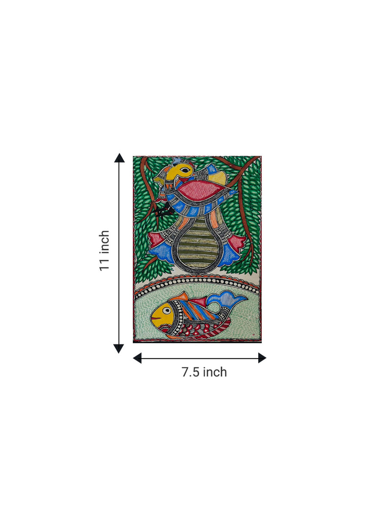 Peacock and fish in Madhubani for sale