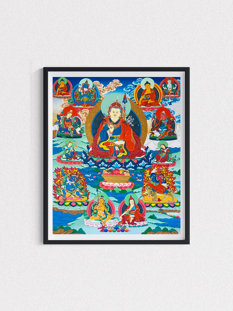 Eight incarnations of Guru Padmasambhava: Thangka paintings by Gyaltsen Zimba