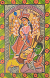 buy Mahishasura Vadh: An Iconic Tale Unfolds on Paper Bengal Pattachitra by Manoranjan Chitrakar