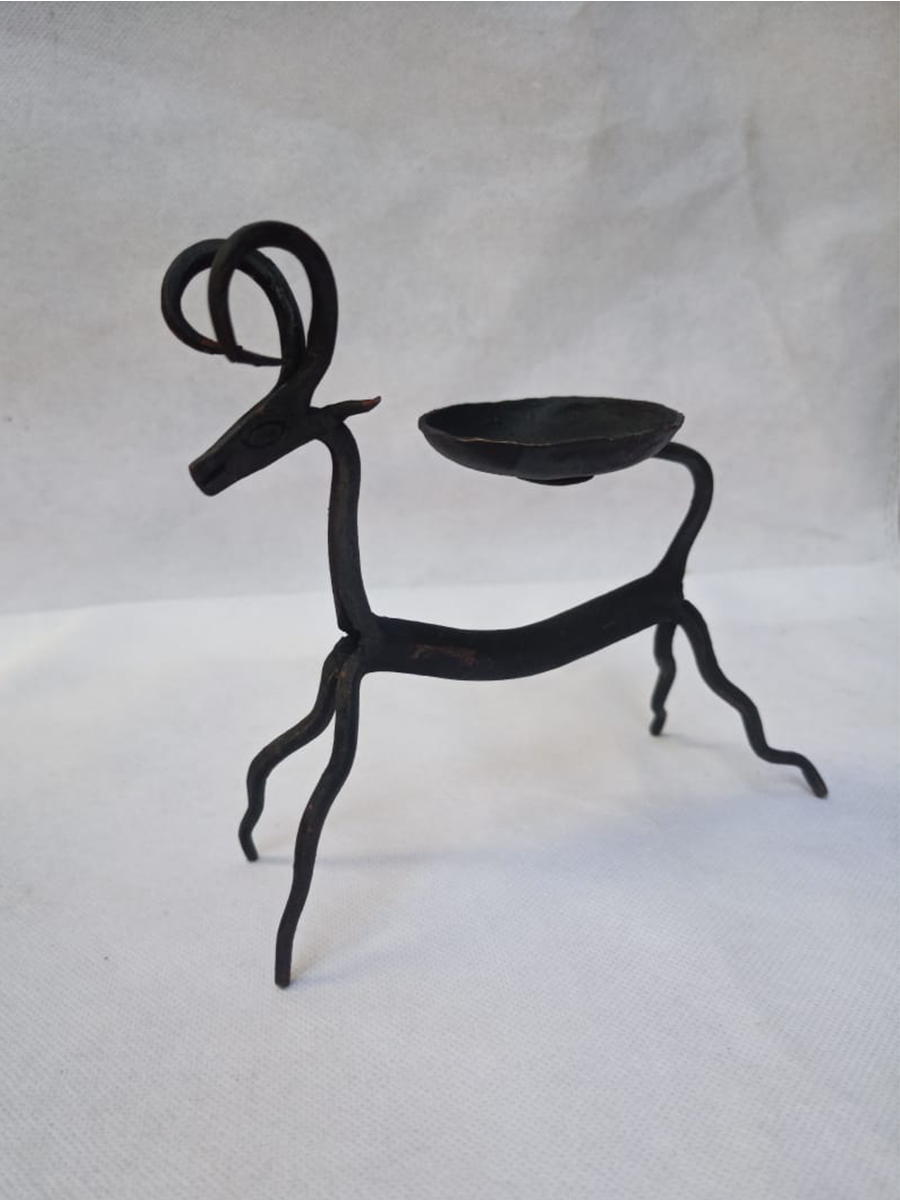 Deer candle holder with round antlers: Bastar Iron Craft by Sameep Vishwakarma for sale