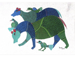 Emerald Symphony: A Vibrant Gond Painting. Buy now!