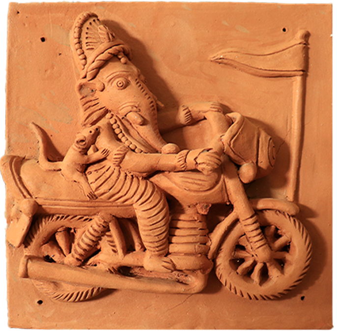 Buy Lord Ganesha depicted with his rat: Terracotta by Dinesh Molela