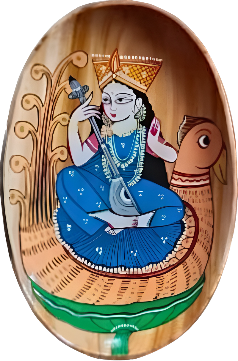 Buy Goddess Saraswati Kalighat art Wall Plates