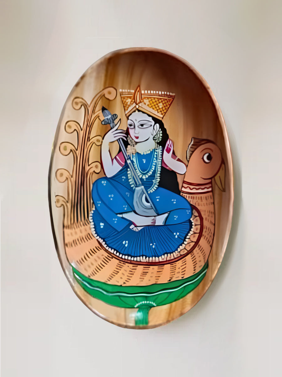 Goddess Saraswati Kalighat art Wall Plates for Sale