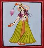 Shop Divine Reverence: The Gopi's Graceful and Enchanting Portrait Basohli Painting 