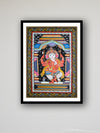 Balance in Motion: The Colorful Dancing Ganesha Pattachitra on a Wooden Plate  by Apindra Swain for sale