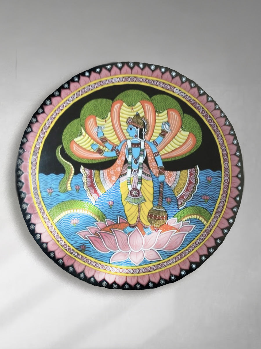 Lord Vishnu Tikuli round Wall Plates for Sale