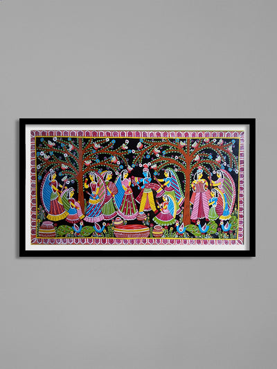 Jovial holi scene of Krishna in Tikuli painting by Ashok Kumar