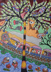 Train journey portraying forest scenes: Madhubani by Vibhuti Nath for Sale