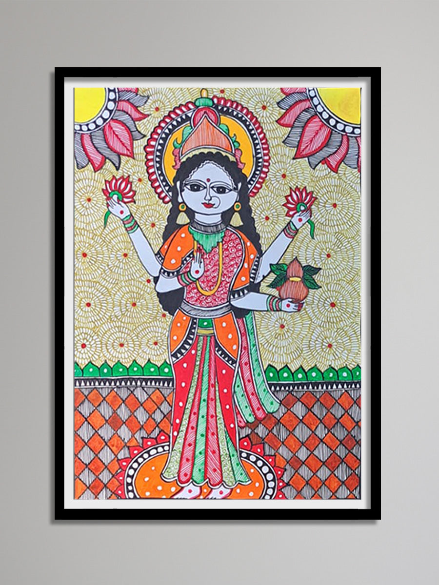 Depiction of goddess Lakshmi: Madhubani by Vibhuti Nath