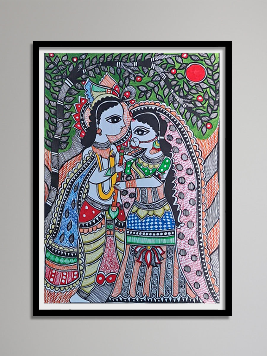 Buy Radha-Krishna scenery in Madhubani by Vibhuti Nath