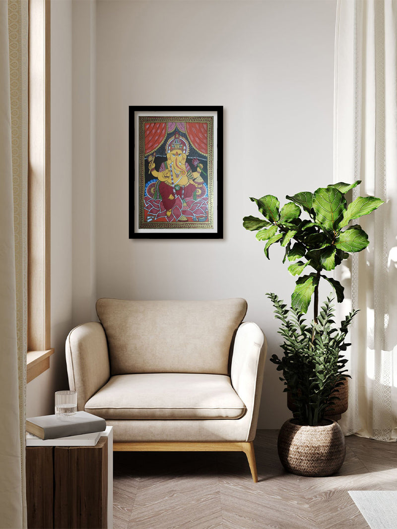 Order Online Ganesha's seated on Lotus Tikuli painting by Ashok Kumar at memeraki.com