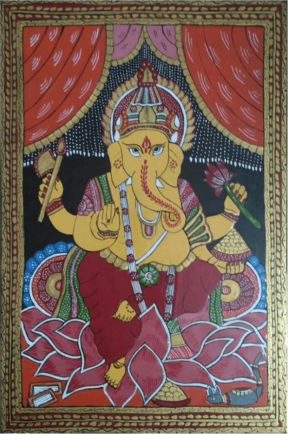 Buy Ganesha's Divine Presence: Tikuli painting by Ashok Kumar