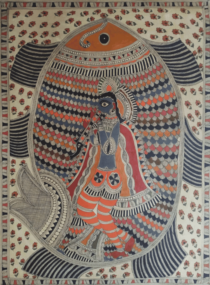 Lord Krishna in Madhubani by Naina Creation Thumbnail