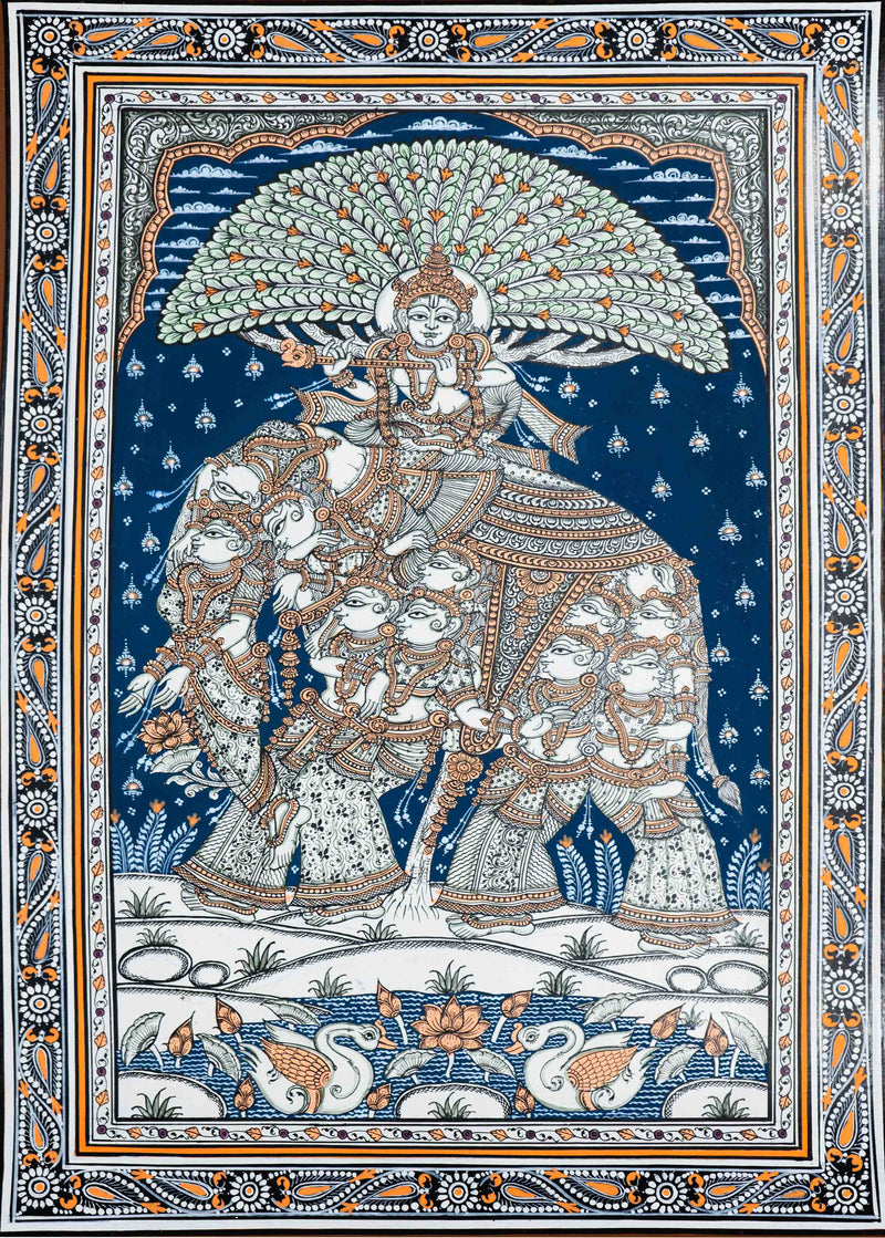 To buy Kandarpa Hasti Pattachitra: A Majestic Journey of Peacock Splendor  on a canvas 