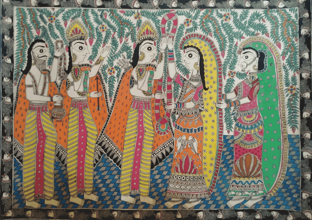 Buy Lord Ram & Sita in Madhubani by Naina Creation