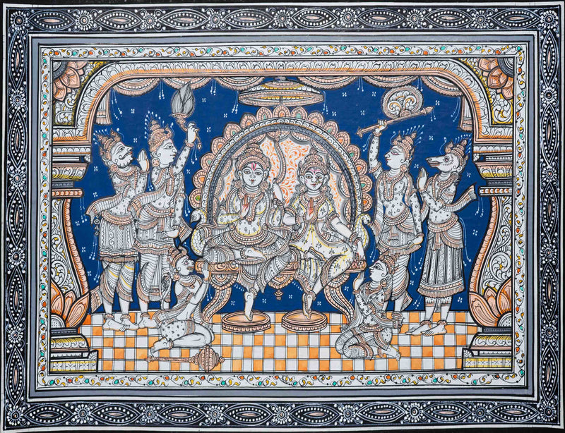 Buy A Tapestry of Divine Love: The Mythical Saga of Ram-Sita Darbar on a canvas 