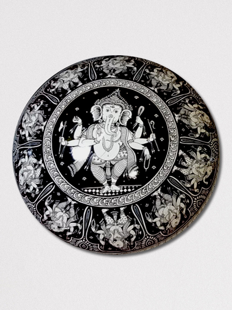 Ganesha  Pattachitra Wooden Wall Plates 