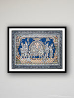 A Tapestry of Divine Love: The Mythical Saga of Ram-Sita Darbar on a canvas by Apindra Swain for sale