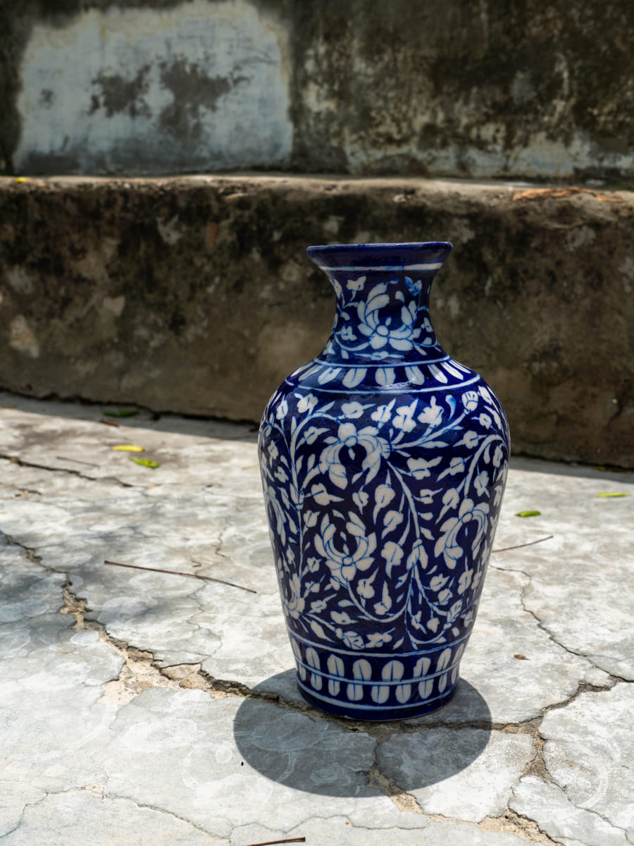 Elegance in Bloom: The Enchanting Tale Blue Pottery By Gopal Saini for sale 