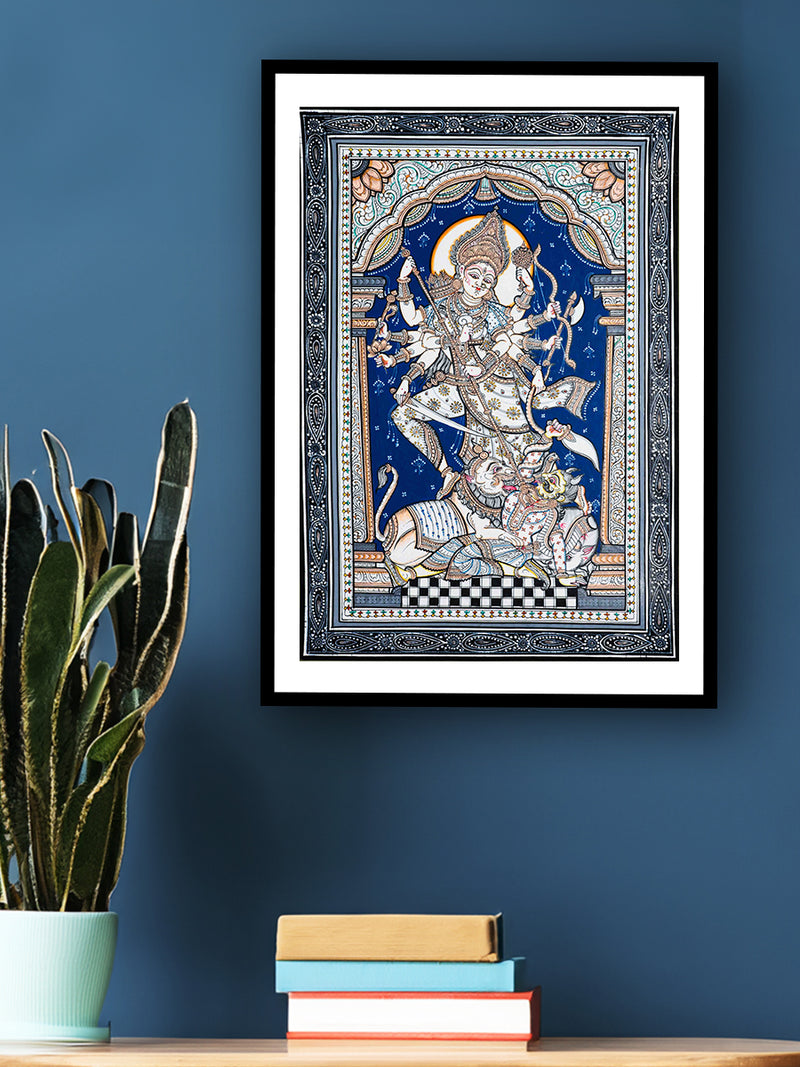 To buy Majestic Valour: The Pattachitra Painting of Goddess Durga on a canvas by Apindra Swain
