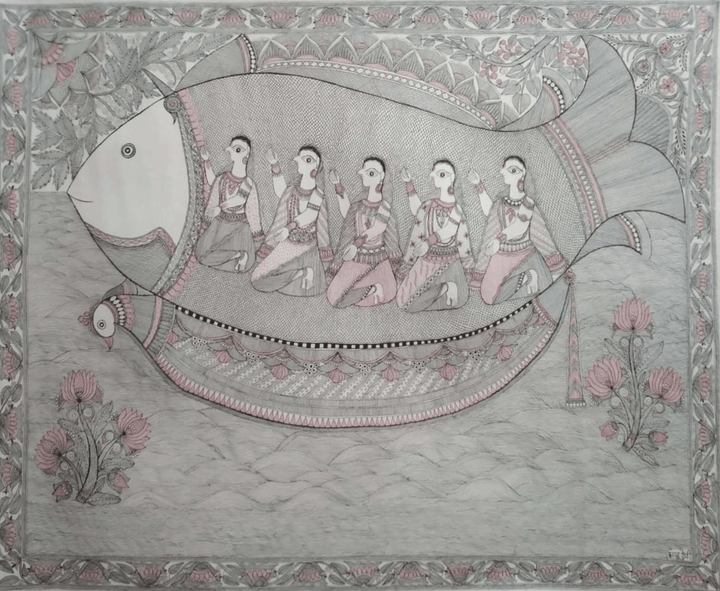 Crossing river in Madhubani by Naina Creation Thumbnail