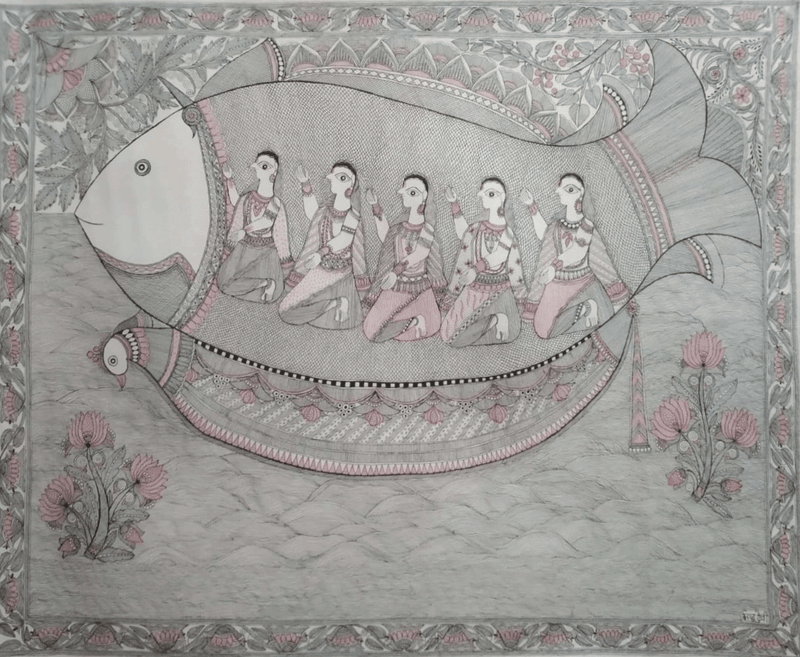 Buy Crossing river in Madhubani by Naina Creation