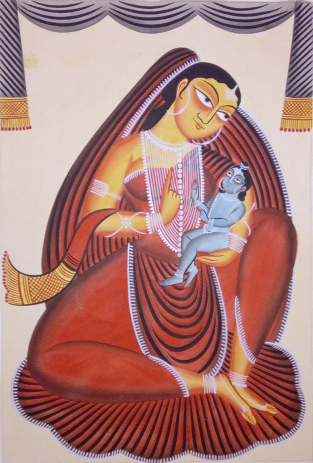 Experience the captivating allure of Kalighat Style Patau paintings firsthand. Don't miss out! Buy now and bring home a masterpiece that embodies the essence of divine artistry.