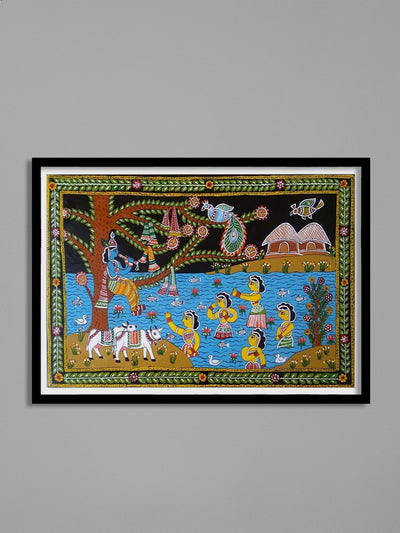 Buy Krishna's whimsical act Tikuli painting by Ashok Kumar