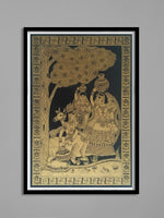Desire for supreme being: Radha-Krishna scene in Tikuli painting by Ashok Kumar for Sale