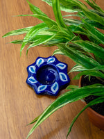 Blue Floral Clay Diya for Sale
