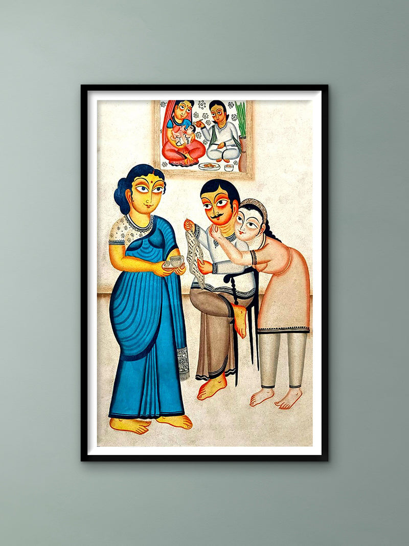 Shop A Bengali Family in Kalighat Painting by Bapi Chitrakar
