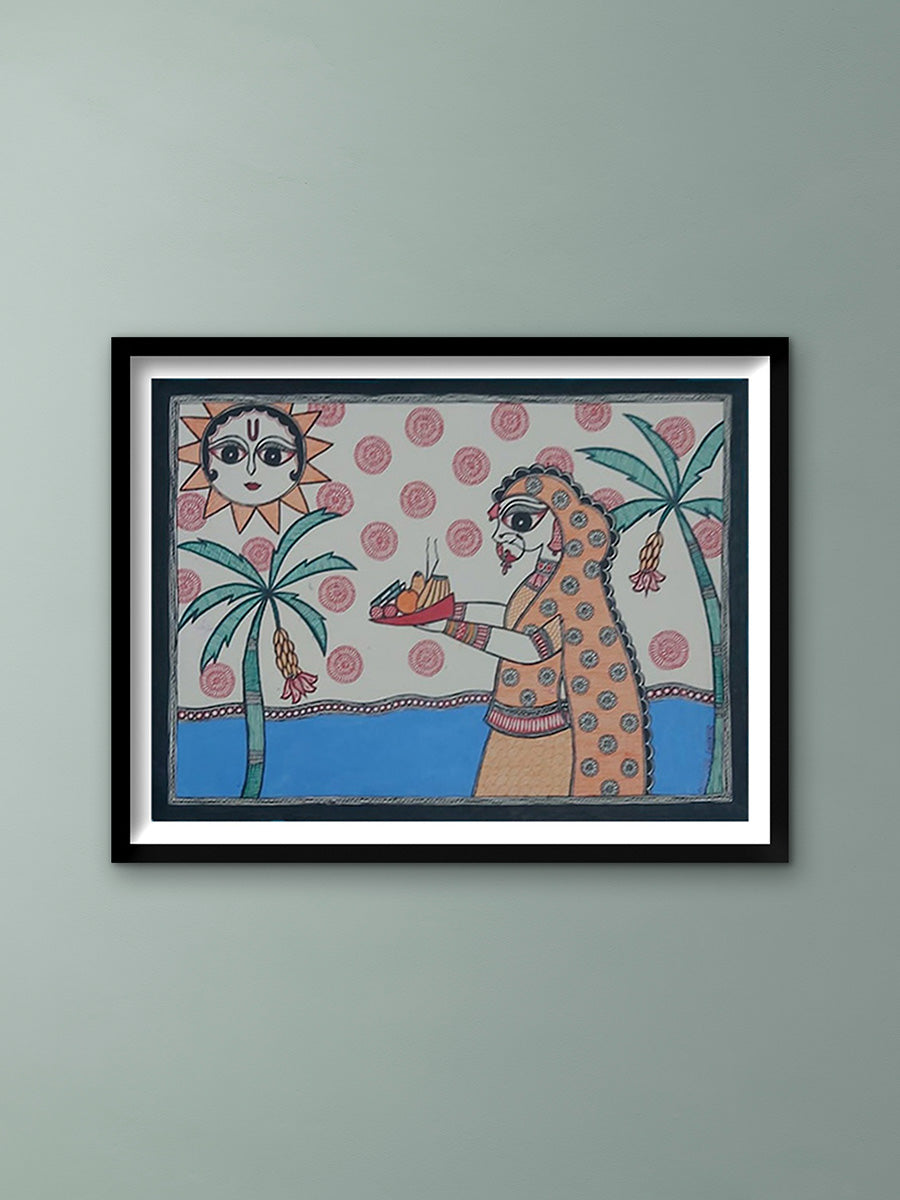 Shop A women and sun in Madhubani by Priti Karn