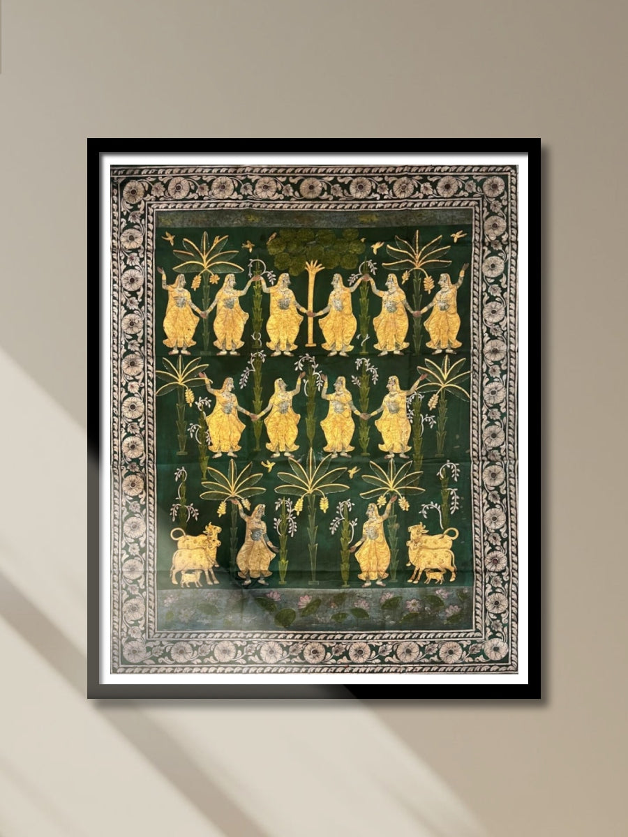 Shop Dancing Gopis in Basant Ritu (Spring Season) in Pichwai by Naveen Soni