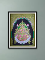 Shop Embodiment of Wealth: A Gilded Portrait of Goddess Lakshmi in Mysore Art by Dr. J Dundaraja