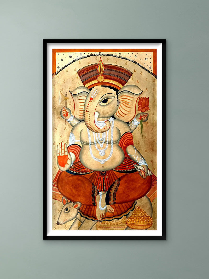 Shop Ganesha's Ornate Brilliance: Kalighat Art by Bapi Chitrakar

