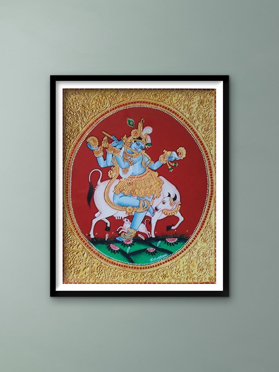 Shop Gopala's Golden Charm: Mysore Painting by Dr. J Dundaraja