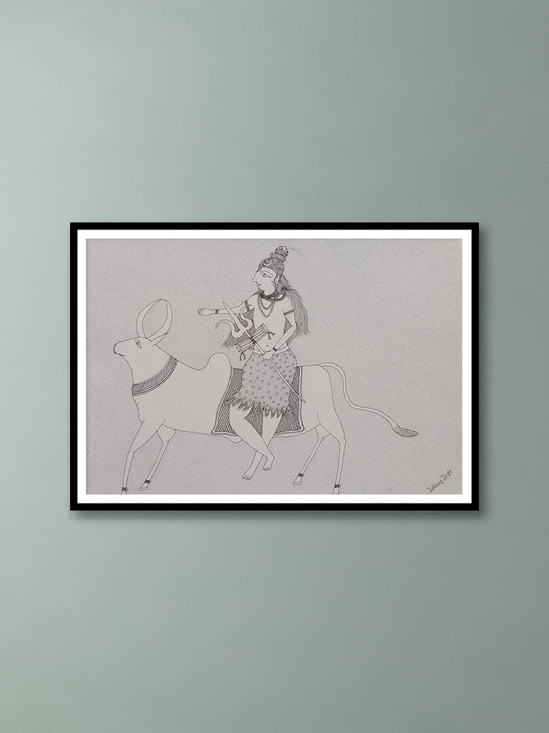 Shop Lord Shiva and Nandi in Jogi Art by Govind Bhai Bharthri
