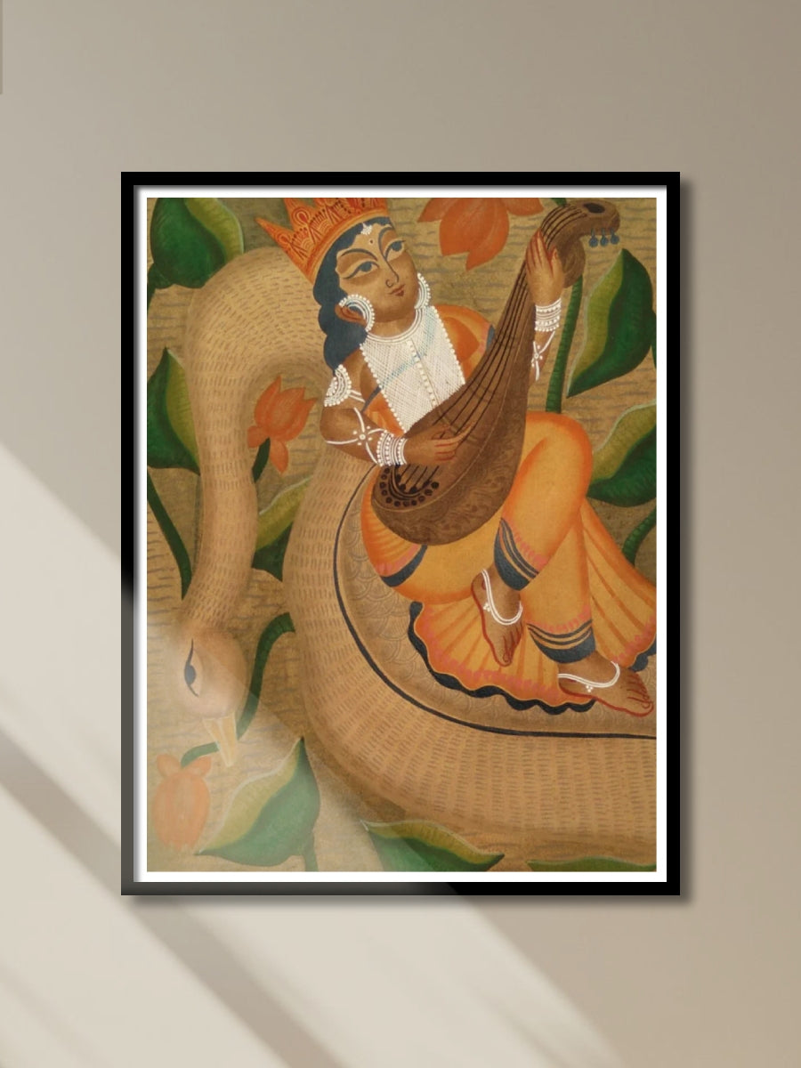 Shop Maa Saraswati's Elegance : Kalighat Art by Bapi Chitrakar