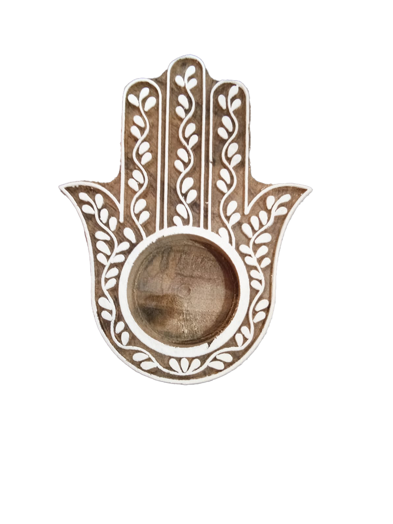 Hand shaped Diya wood Art for Sale