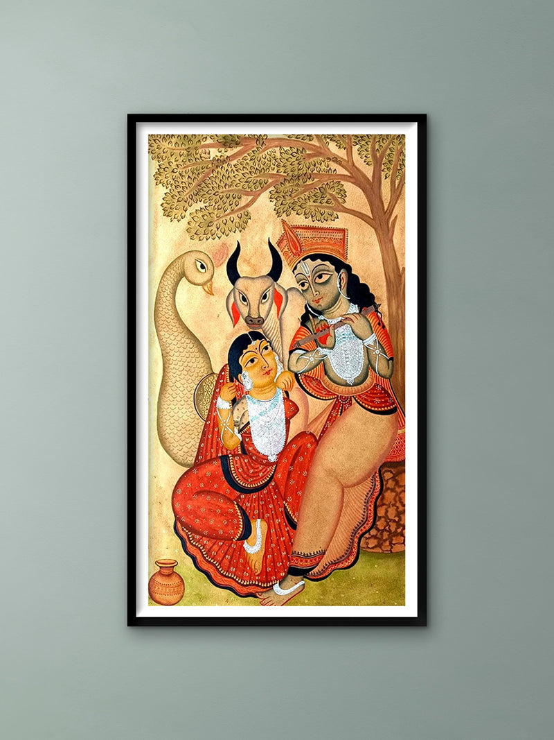 Shop Radha-Krishna's Sacred Shade in Kalighat Art by Bapi Chitrakar
